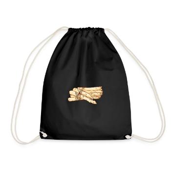 Retro vintage grunge style asparagus - Drawstring Bag - black - Front