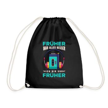 70s, 80s und 90s Jahre Musik Retro Walkman - Turnbeutel - Schwarz - Vorne