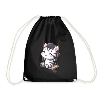 cartoon zebra auf einer schaukel - Turnbeutel - Schwarz - Vorne