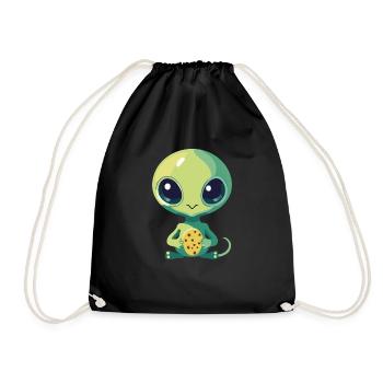 Alien mit Keks - Turnbeutel - Schwarz - Vorne