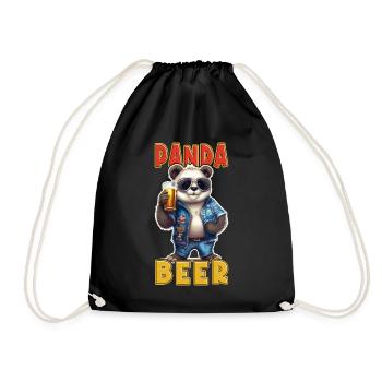 Panda Beer Beer Bear Funny Saying Humor Party - Drawstring Bag - black - Front