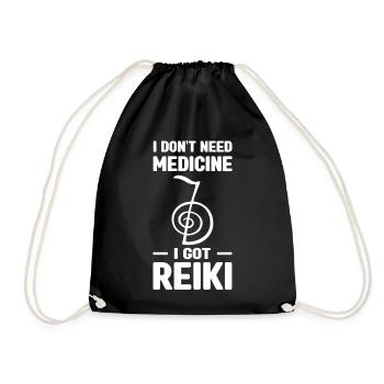 Reiki Heilenergie | Achtsamkeit Esoterik Geschenk - Turnbeutel - Schwarz - Vorne