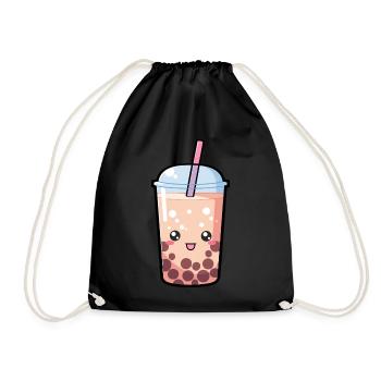 Kawaii Boba Tea Orange - Chemise Anime - Sac de sport léger - noir - Devant
