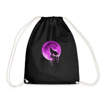 full moon wolf t-shirt - Drawstring Bag - black - Front