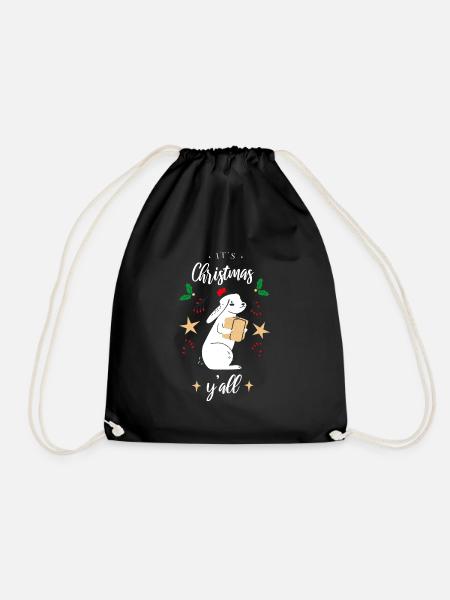 Its Christmas yall - Weihnachtsdesign - Turnbeutel - Schwarz