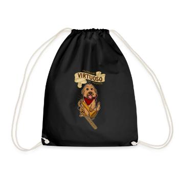 Posaunist Hund Trompete Musik Instrument - Turnbeutel - Schwarz - Vorne