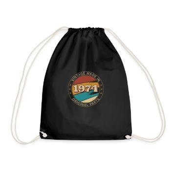 Vintage Birthday 1974 - Drawstring Bag - black - Front