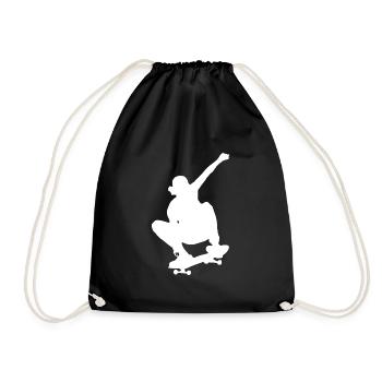 Skater Silhouette Skateboarder Sk8ter Skate - Drawstring Bag - black - Front