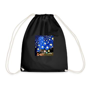 painting, stars, abstract, raven, bird - Drawstring Bag - black - Front