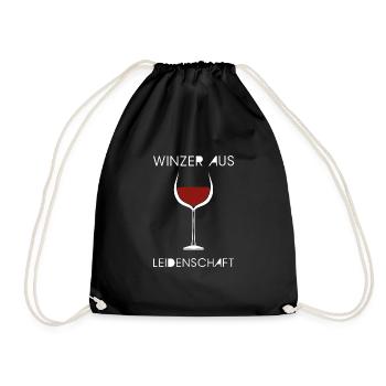 Winzer Wein Weinbauer Rotwein Geschenk - Turnbeutel - Schwarz - Vorne