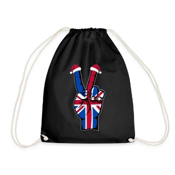 Britische Flagge Weihnachten Peace Symbol - Turnbeutel - Schwarz - Vorne
