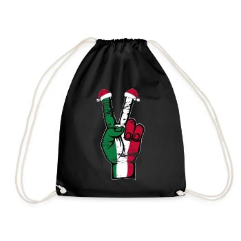 Italy Flag Christmas Peace Symbol Used - Drawstring Bag - black - Front