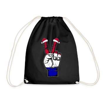Holland Flag Christmas Peace Symbol Used - Drawstring Bag - black - Front