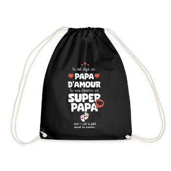annonce grossesse papa futur grand frère soeur - Sac de sport léger - noir - Devant