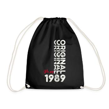 35th Birthday Husband Original May Vintage 1989 - Drawstring Bag - black - Front