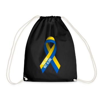 Support Ukraine Peace Design - Not Alone - Drawstring Bag - black - Front