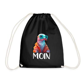 Möwe mit Sonnenbrille Moin Coole Möwen Seevogel - Turnbeutel - Schwarz - Vorne
