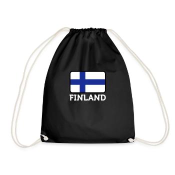 Nationalflagge von Finnland - Turnbeutel - Schwarz - Vorne