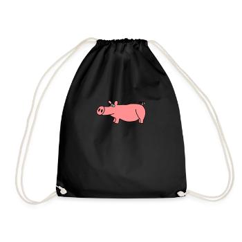 Schwein - Turnbeutel - Schwarz - Vorne