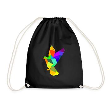 Taube Vogel Regenbogen Tiere Polygon - Turnbeutel - Schwarz - Vorne
