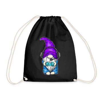 Gamer Gaming Gnome - Drawstring Bag - black - Front
