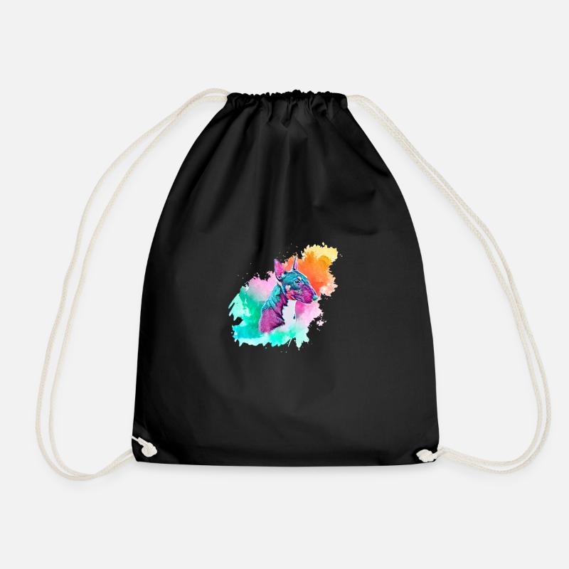 Colorsplash miniature bull terrier - Drawstring Bag - black