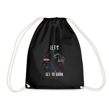 Excavator Construction Site Construction Worker Girl I Gift - Drawstring Bag - black - Front