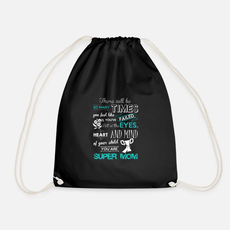 super mom - Drawstring Bag - black