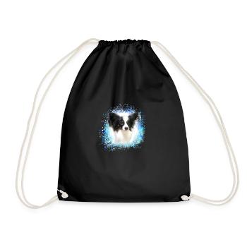 papillon,hund,spitz,zwergspitz,pompom - Turnbeutel - Schwarz - Vorne
