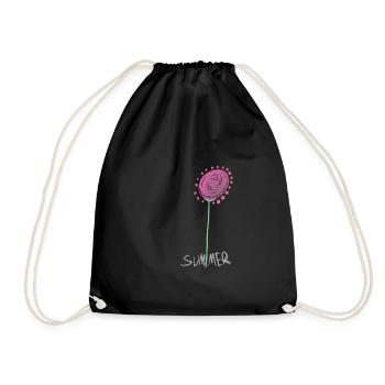 Abstract Summer Crystal Flower Illustration - Drawstring Bag - black - Front