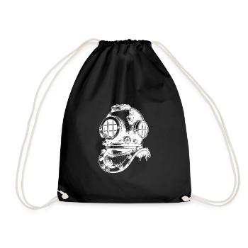 Antique Vintage Diving Helmet - Helmet Diver - Drawstring Bag - black - Front