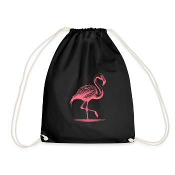 Pretty pink flamingo standing on one leg - Drawstring Bag - black - Front