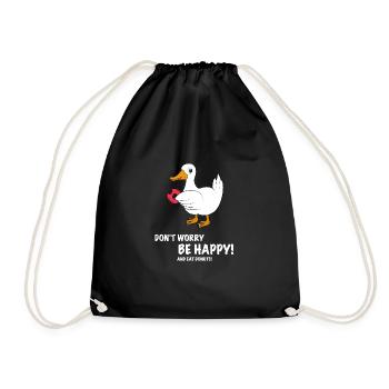 Duck with donut - Drawstring Bag - black - Front