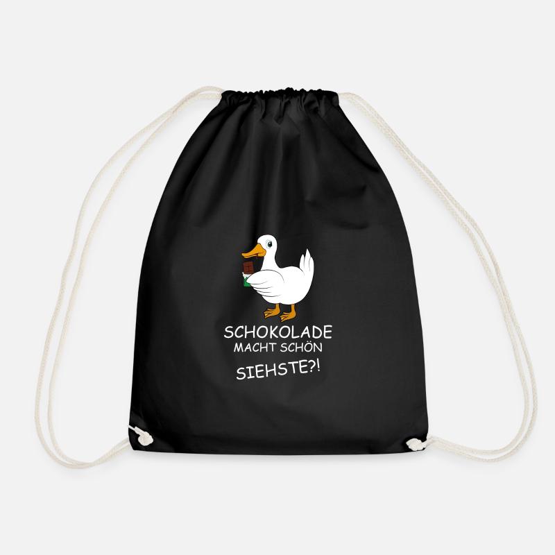 Ente mit Schokolade Spruch - Turnbeutel - Schwarz