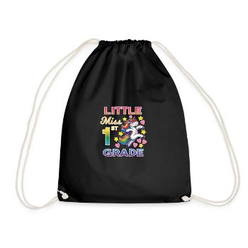 Little Miss 1st Grade Unicorn - Drawstring Bag - black - Front