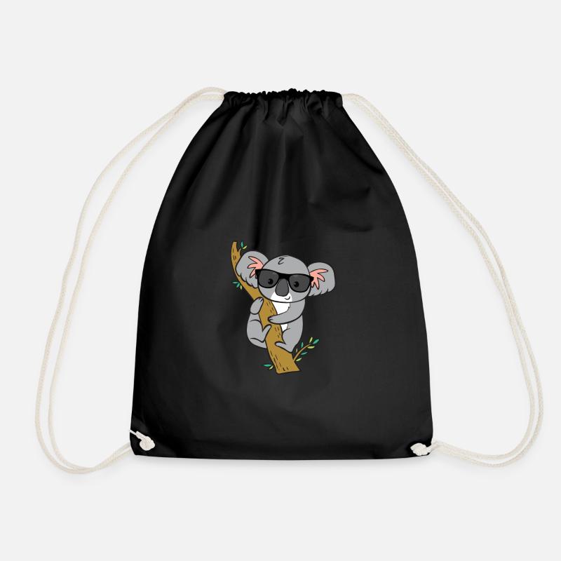 Koala with glasses - Drawstring Bag - black