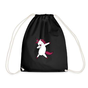 dabbing unicorn - Drawstring Bag - black - Front