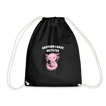 Caution I do not have a filter sarcastic sarka - Drawstring Bag - black - Front