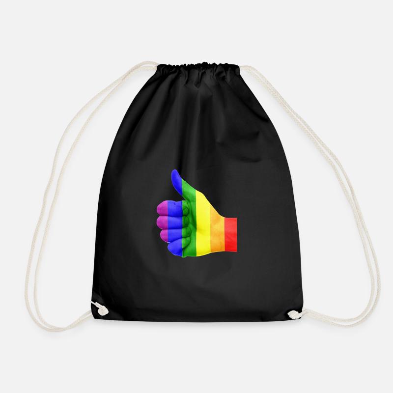 Regenbogen LGBT Daumen hoch - Turnbeutel - Schwarz