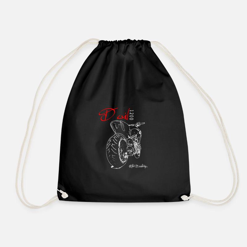 Duc Diavel Custom 1200 Motorcycle Biker - Drawstring Bag - black