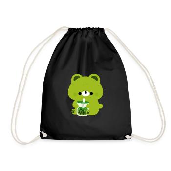 Green Boba Bear - Drawstring Bag - black - Front