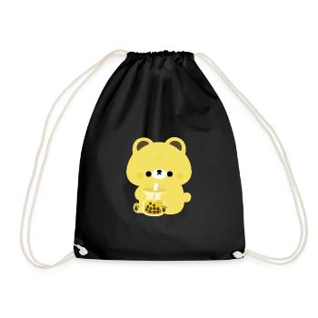 Yellow Boba Bear - Drawstring Bag - black - Front