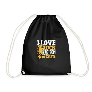 Climbers I love rock climbing and cats - Drawstring Bag - black - Front