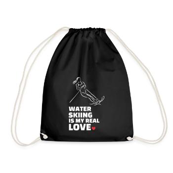 I love water skiing - Drawstring Bag - black - Front