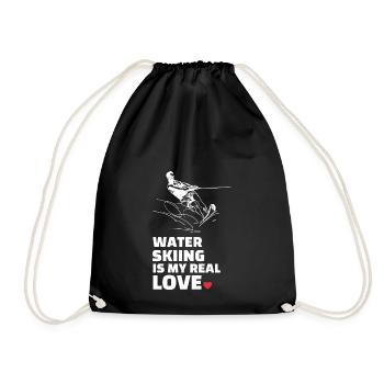 I love water skiing - Drawstring Bag - black - Front