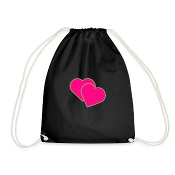 Two hearts - Drawstring Bag - black - Front