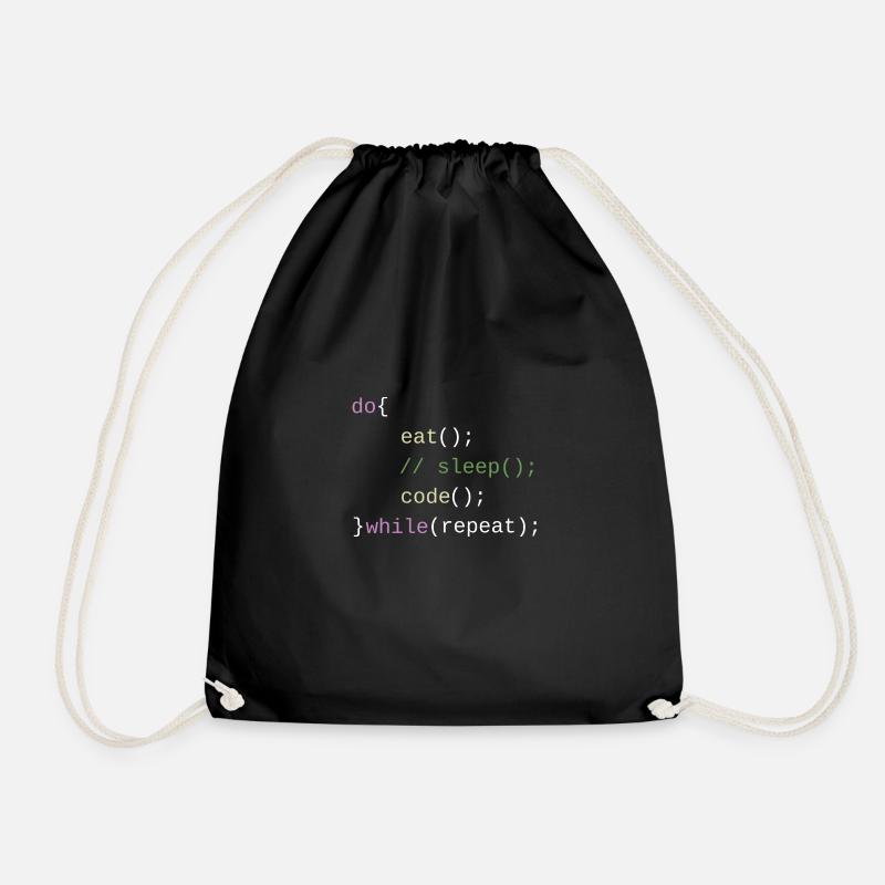 Eat Sleep Code Repeat - Code Design - Turnbeutel - Schwarz