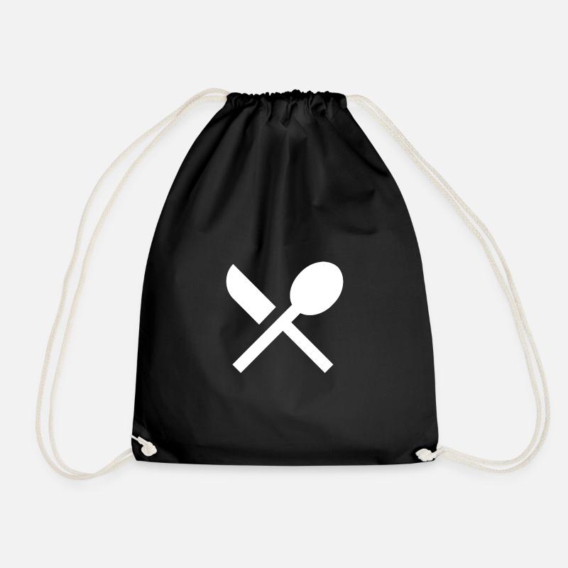 Cutlery | Gastronomy | White | gift - Drawstring Bag - black