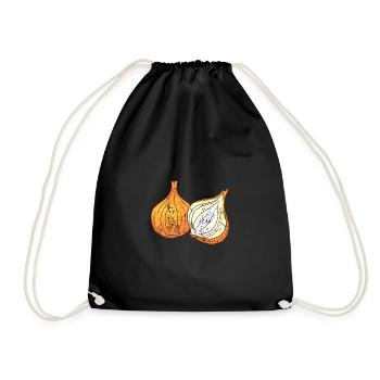 Retro vintage grunge style onions - Drawstring Bag - black - Front