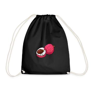 Retro Vintage Grunge Style Litschi Lychee - Turnbeutel - Schwarz - Vorne